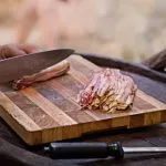 cutting dalmatian bacon e