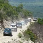 jeep caravan gravel road