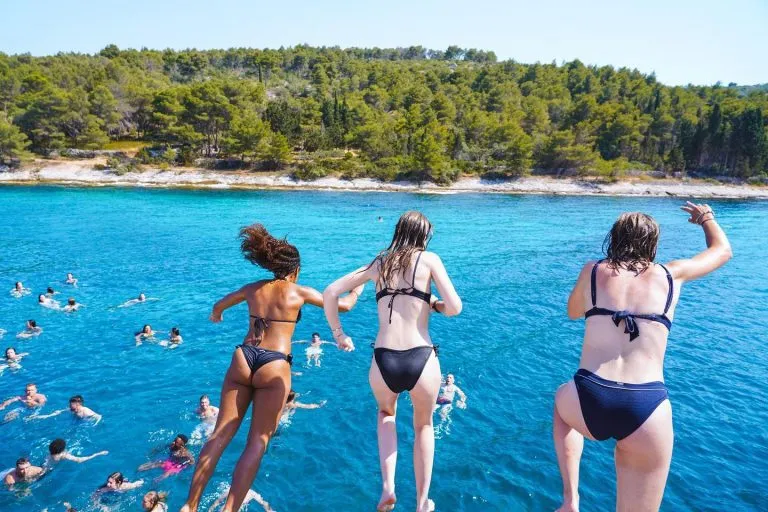 jumping into the sea