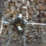 paintball hiding behind tree